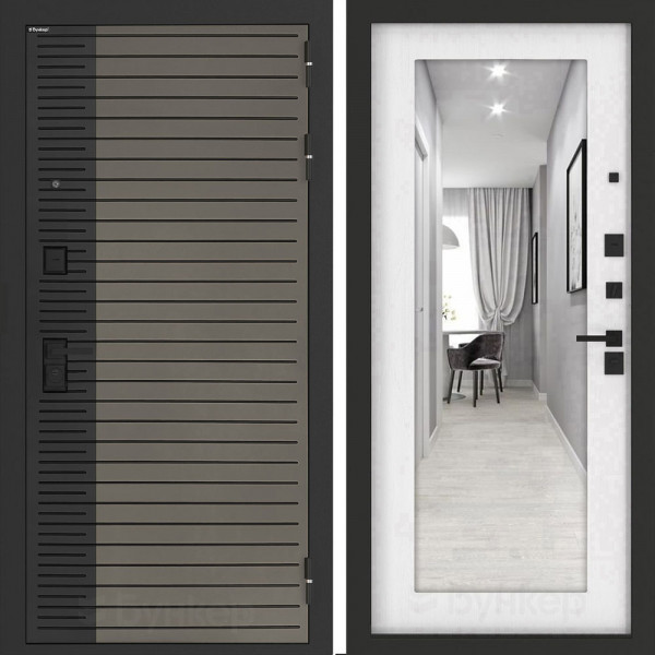 Входная дверь Бункер BN-15 с зеркалом ФЛЗ-603 Белое дерево Входная дверь Бункер BN-15 с зеркалом ФЛЗ-603 Белое дерево