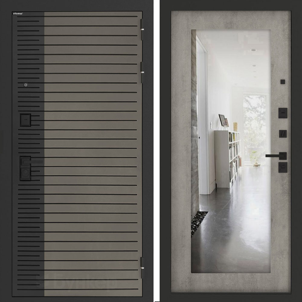 Входная дверь Бункер BN-15 с зеркалом ФЛЗ-603 Бетон серый (светлый) Входная дверь Бункер BN-15 с зеркалом ФЛЗ-603 Бетон серый (светлый)