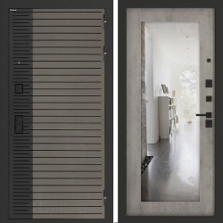 Входная дверь Бункер BN-15 с зеркалом ФЛЗ-603 Бетон серый (светлый)