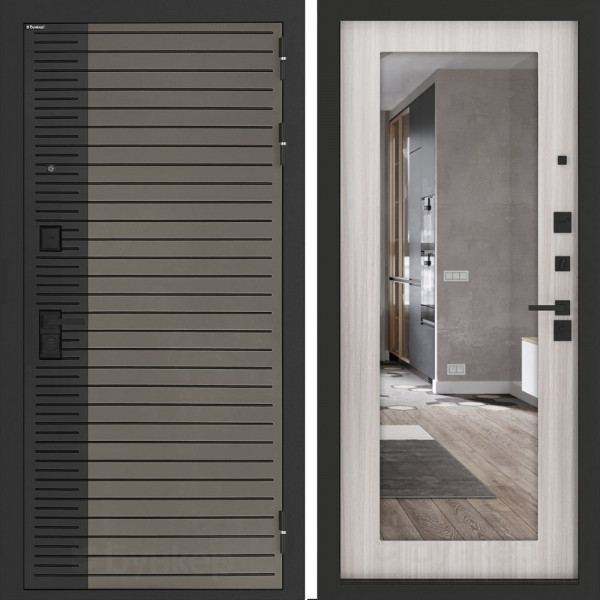 Входная дверь Бункер BN-15 с зеркалом ФЛЗ-603 Сандал белый Входная дверь Бункер BN-15 с зеркалом ФЛЗ-603 Сандал белый