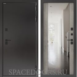 Входная дверь Бункер BN-10 Тепло плюс с зеркалом ФЛЗ-1 Бетон серый (светлый)
