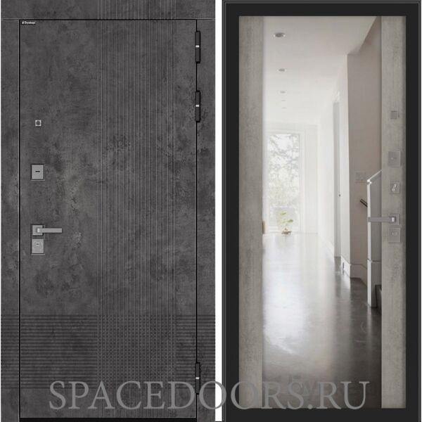 Входная дверь Бункер BN-08 с зеркалом ФЛЗ-1 Бетон серый (светлый)