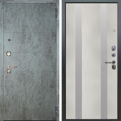 Входная дверь Аргус ЛЮКС 3К Агат Темный бетон + Дуэт Белое дерево вставки Изабель