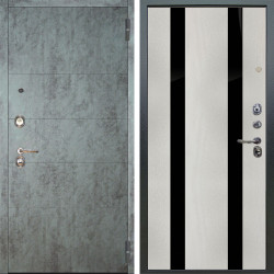 Входная дверь Аргус ЛЮКС 3К Агат Темный бетон + Дуэт Белое дерево вставки Кензо