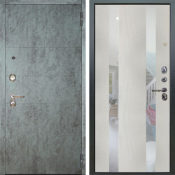 Входная дверь Аргус ЛЮКС 3К Агат Темный бетон + Дуэт белое дерево вставки Николь