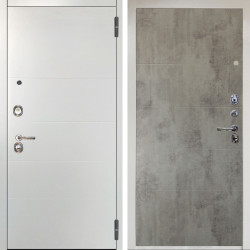 Входная дверь Аргус ЛЮКС 3К Агат Вельвет белый горизонт + Агат Светлый бетон