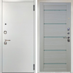 Входная дверь Аргус ЛЮКС 3К Агат Вельвет белый горизонт + Александра Белая лиственница