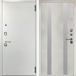 Входная дверь Аргус ЛЮКС 3К Агат Вельвет белый горизонт + Дуэт Белое дерево вставки Изабель