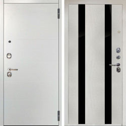 Входная дверь Аргус ЛЮКС 3К Агат Вельвет белый горизонт + Дуэт Белое дерево вставки кензо