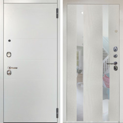 Входная дверь Аргус ЛЮКС 3К Агат Вельвет белый горизонт + Дуэт Белое дерево вставки Николь