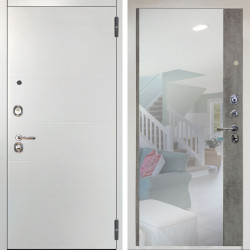 Входная дверь Аргус ЛЮКС 3К Агат Вельвет белый горизонт + Магнум Светлый бетон