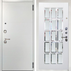 Входная дверь Аргус ЛЮКС 3К Агат Вельвет белый горизонт + Мэрелин Софт милк с фацетом и пескоструем