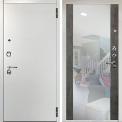 Входная дверь Аргус ЛЮКС 3К Агат Вельвет белый горизонт + Вояж Светлый бетон