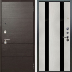 Входная дверь Аргус ЛЮКС 3К Агат Венге горизонт + Дуэт Белое дерево вставки Кензо