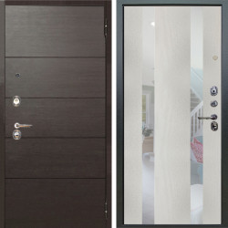 Входная дверь Аргус ЛЮКС 3К Агат Венге горизонт + Дуэт белое дерево вставки Николь