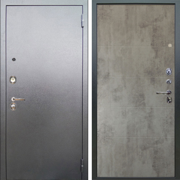 Входная дверь Аргус ЛЮКС 3К Люкс 3к металл Антик Серебро + Агат Светлый бетон