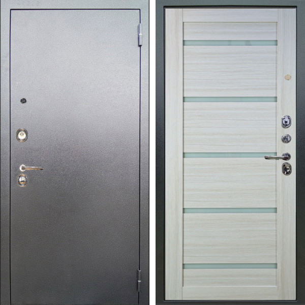 Входная дверь Аргус ЛЮКС 3К Люкс 3к металл Антик Серебро + Александра Белая лиственница