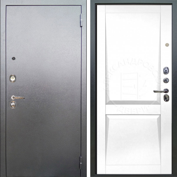 Входная дверь Аргус ЛЮКС 3К Люкс 3к металл Антик Серебро + Ариана Белая эмаль