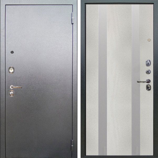 Входная дверь Аргус ЛЮКС 3К Люкс 3к металл Антик Серебро + Дуэт Белое дерево вставки Изабель