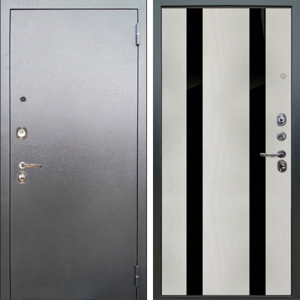 Входная дверь Аргус ЛЮКС 3К Люкс 3к металл Антик Серебро + Дуэт Белое дерево вставки Кензо