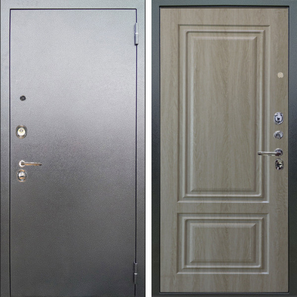 Входная дверь Аргус ЛЮКС 3К Люкс 3к металл Антик Серебро + Элион Дуб филадельфия крем