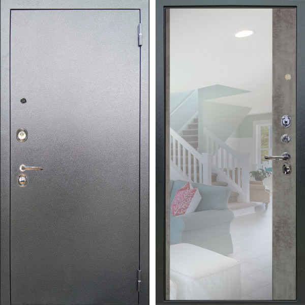 Входная дверь Аргус ЛЮКС 3К Люкс 3к металл Антик Серебро + Магнум Светлый бетон