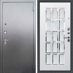 Входная дверь Аргус ЛЮКС 3К Люкс 3к металл Антик Серебро + Мэрелин Софт милк зеркало с фацетом и пескоструем