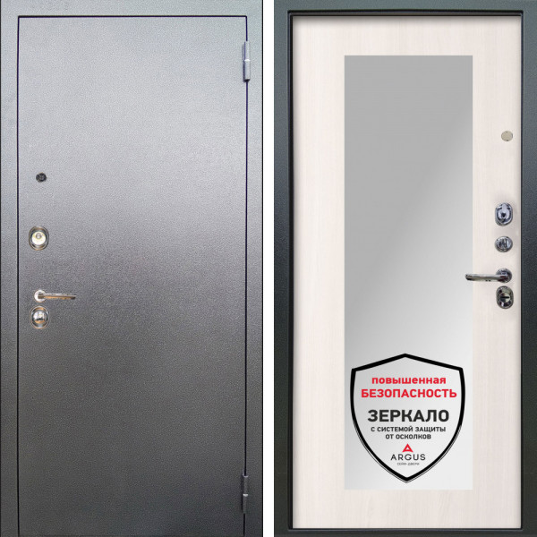 Входная дверь Аргус ЛЮКС 3К Люкс 3к металл Антик Серебро + Милли Ларче светлый