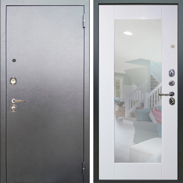 Входная дверь Аргус ЛЮКС 3К Люкс 3к металл Антик Серебро + Милли Роял вуд белый