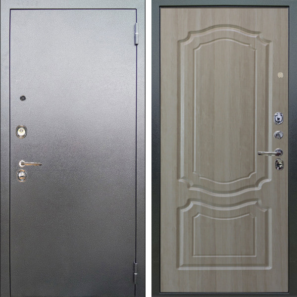 Входная дверь Аргус ЛЮКС 3К Люкс 3к металл Антик Серебро + Мишель Ларче светлый