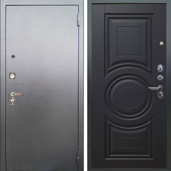Входная дверь Аргус ЛЮКС 3К Люкс 3к металл Антик Серебро + Могадиш Черный софт