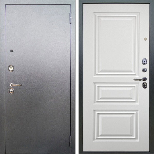 Входная дверь Аргус ЛЮКС 3К Люкс 3к металл Антик Серебро + Скиф Софт милк