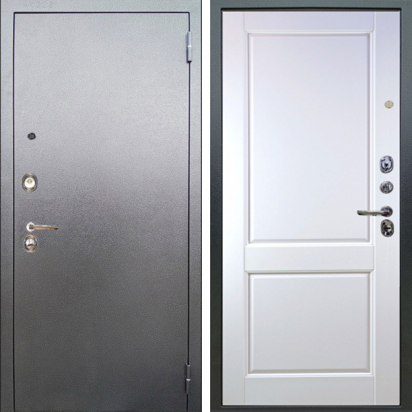 Входная дверь Аргус ЛЮКС 3К Люкс 3к металл Антик Серебро + Соренто Белая эмаль