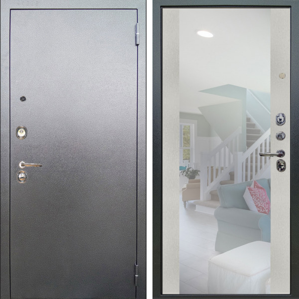 Входная дверь Аргус ЛЮКС 3К Люкс 3к металл Антик Серебро + Вояж Белое дерево