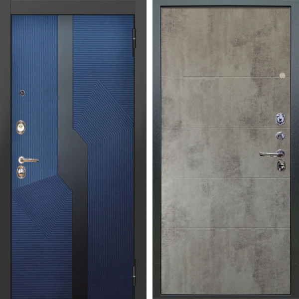 Входная дверь Аргус ЛЮКС 3К Бистури синий софт + Агат Светлый бетон