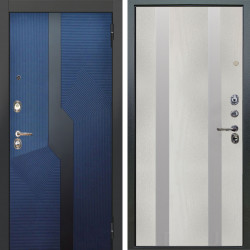 Входная дверь Аргус ЛЮКС 3К Бистури синий софт + Дуэт Белое дерево вставки Изабель