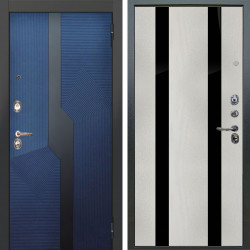 Входная дверь Аргус ЛЮКС 3К Бистури синий софт + Дуэт Белое дерево вставки Кензо