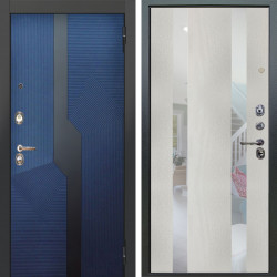 Входная дверь Аргус ЛЮКС 3К Бистури синий софт + Дуэт белое дерево вставки Николь