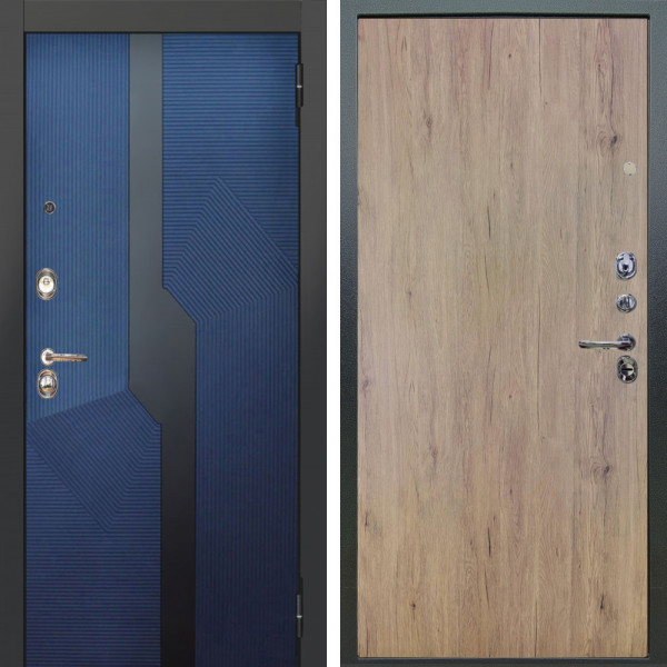 Входная дверь Аргус ЛЮКС 3К Бистури синий софт + Элегант Рустик соломенный