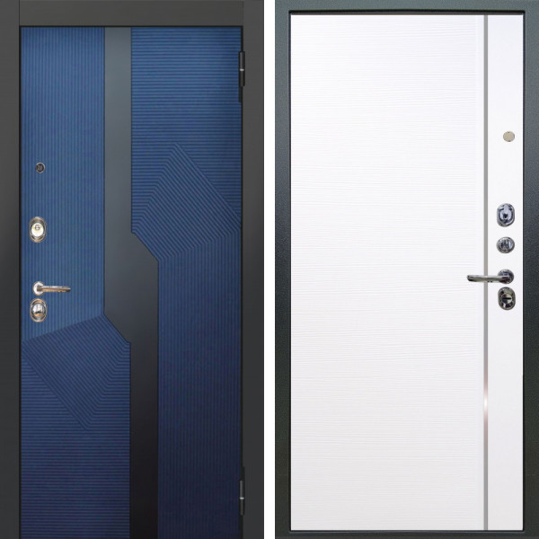 Входная дверь Аргус ЛЮКС 3К Бистури синий софт + Гауда Роял вуд белый