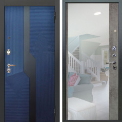 Входная дверь Аргус ЛЮКС 3К Бистури синий софт + Магнум Светлый бетон