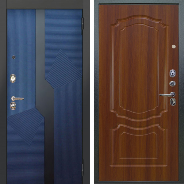 Входная дверь Аргус ЛЮКС 3К Бистури синий софт + Мишель Дуб рустикальный