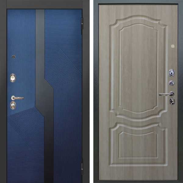 Входная дверь Аргус ЛЮКС 3К Бистури синий софт + Мишель Ларче светлый