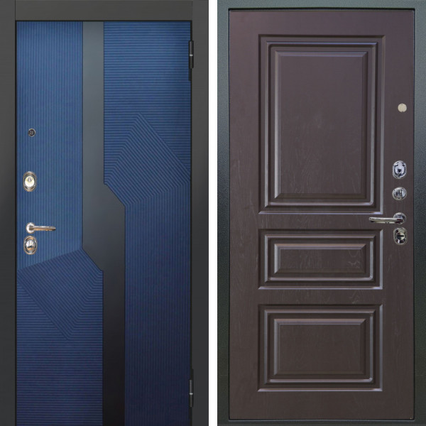 Входная дверь Аргус ЛЮКС 3К Бистури синий софт + Скиф Горький шоколад