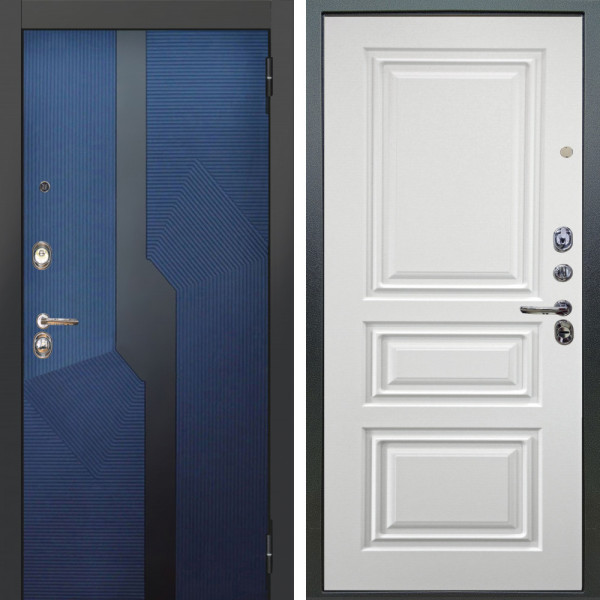 Входная дверь Аргус ЛЮКС 3К Бистури синий софт + Скиф Софт милк