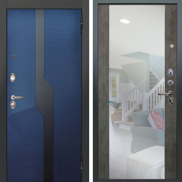Входная дверь Аргус ЛЮКС 3К Бистури синий софт + Вояж Светлый бетон