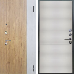 Входная дверь Аргус ЛЮКС 3К Эксперт Рустик соломенный вставка бетон урбан милк + Агат Вельвет белый горизонт