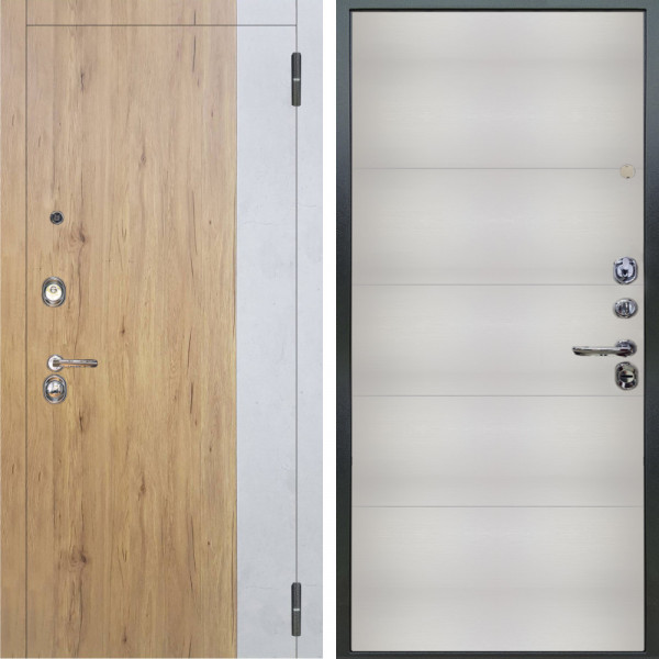 Входная дверь Аргус ЛЮКС 3К Эксперт Рустик соломенный вставка бетон урбан милк + Агат Вельвет белый горизонт