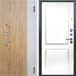 Входная дверь Аргус ЛЮКС 3К Эксперт Рустик соломенный вставка бетон урбан милк + Ариана Белая эмаль