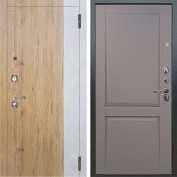 Входная дверь Аргус ЛЮКС 3К Эксперт Рустик соломенный вставка бетон урбан милк + Ариана Серая эмаль